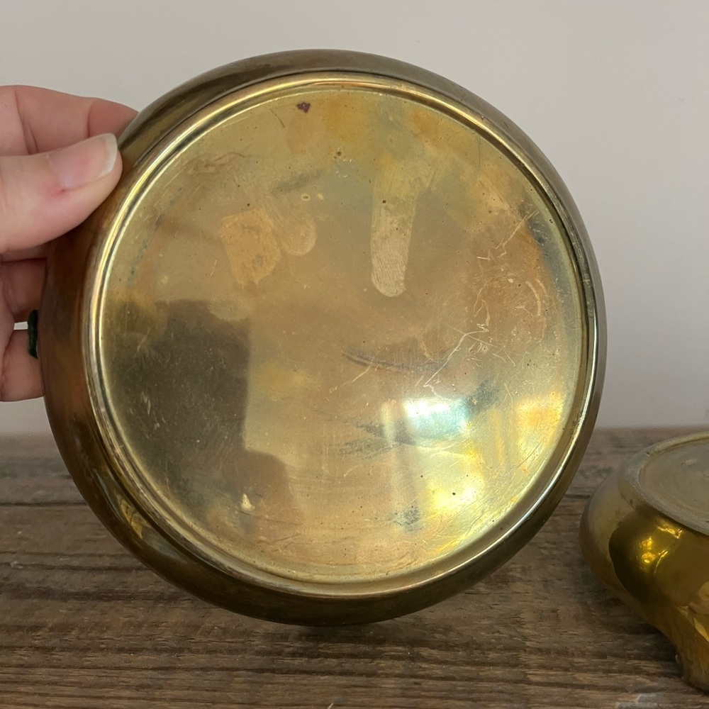 Solid brass pillar candle holders set 2 - Picture 5 of 6